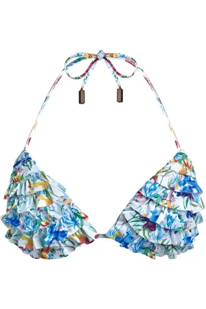 Vilebrequin Happy Flowers-print ruffled-detail bikini top