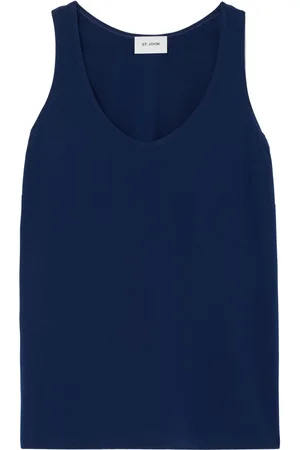 ST. JOHN Scoop-neck silk tank top