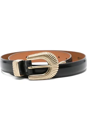 Sandro Ribbed-buckle leather belt