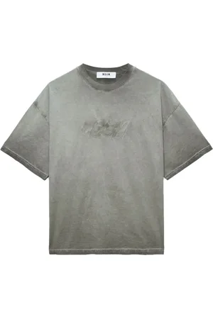 Msgm Logo-embroidered faded T-shirt