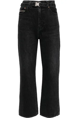 SACAI Straight-leg belted cropped jeans