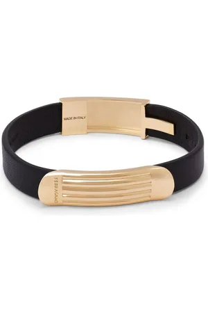 Salvatore Ferragamo Ribbed cap leather bracelet