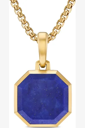 David Yurman 18kt yellow gold Faceted lapis lazuli amulet (16mm)