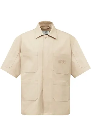 Maison Margiela Numbers-embroidered cotton shirt