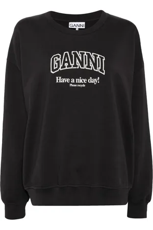 Ganni Logo-print organic-cotton sweatshirt