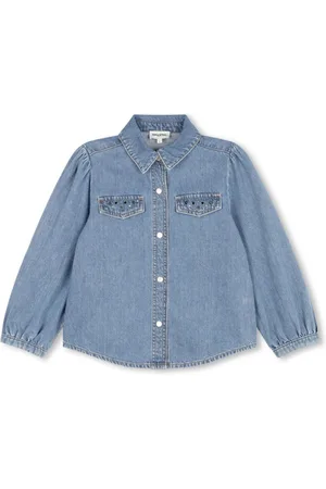 Sonia Rykiel Enfant Logo-embroidered denim shirt