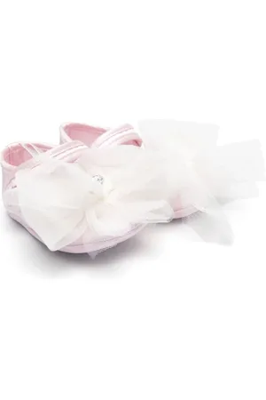 MONNALISA Bow-detailed satin ballerina shoes