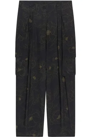DRIES VAN NOTEN Floral-print silk trousers