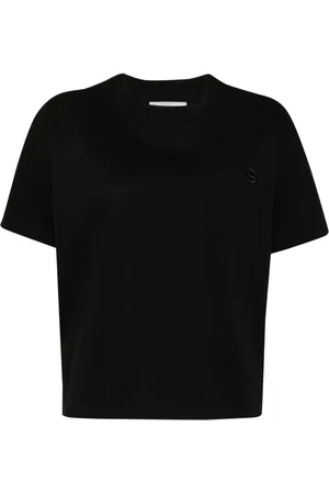 SACAI Logo-embroidered cotton T-shirt