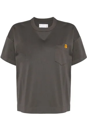 SACAI Logo-embroidered cotton T-shirt