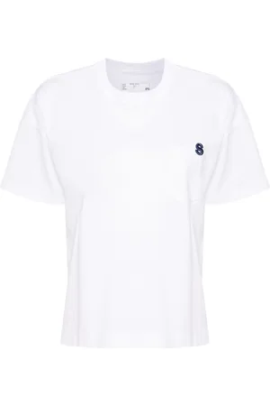 SACAI Logo-embroidered cotton T-shirt