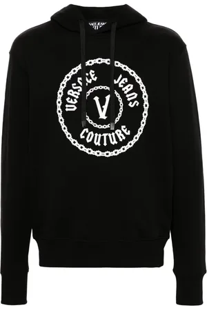 VERSACE Raised-logo cotton hoodie