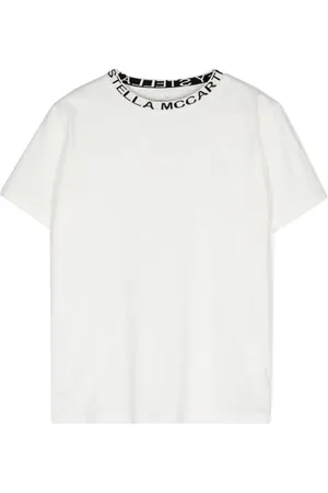 Stella McCartney Logo-embroidered collar cotton T-shirt