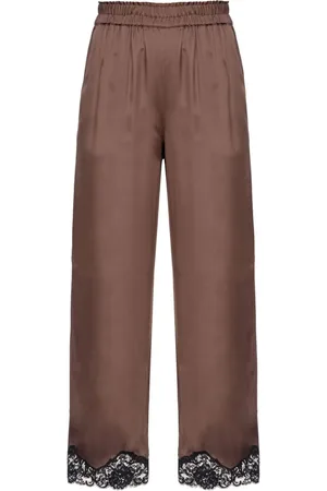 Pinko Satin-finish lace-trim trousers