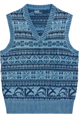 Ralph Lauren Indigo Cotton Knit Vest