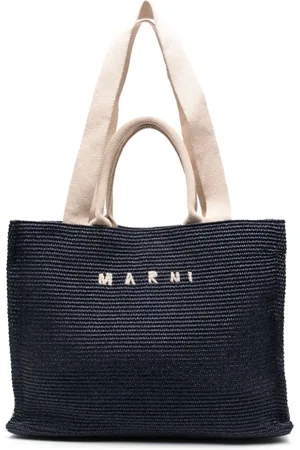 Marni Logo-embroidered raffia tote bag