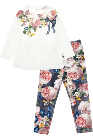 MONNALISA Floral-print cotton trouser set