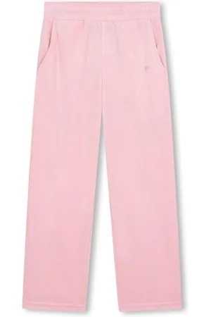 Sonia Rykiel Enfant Rhinestone-logo velvet track pants