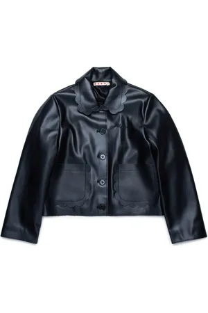 Marni Logo-embroidered scallop-collar jacket