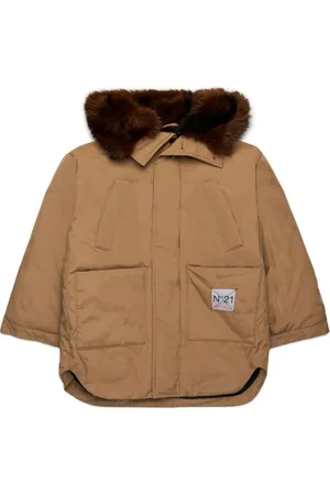 Nº21 Faux-fur hooded puffer coat