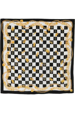 Moschino Checkerboard-print silk scarf