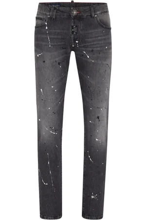 Philipp Plein Paint-splatter low-rise slim-fit jeans