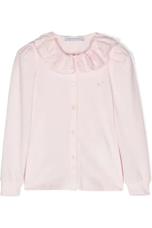 MONNALISA Rhinestone-monogram cotton blouse