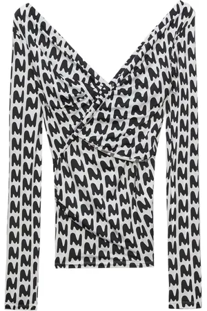 Msgm V-neck all-over logo-print top