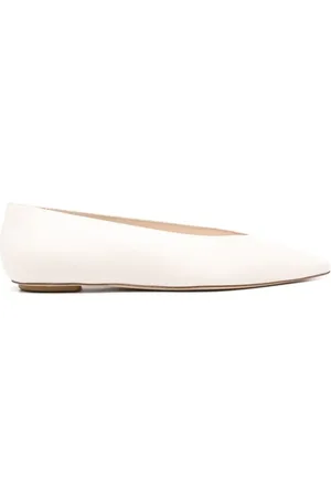 Stuart Weitzman Pointed-toe leather ballerinas