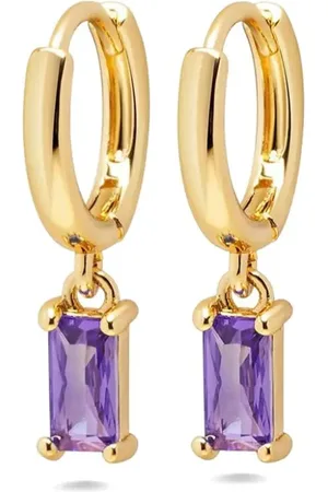 Nialaya Sterling silver zirconia-charm huggie earrings