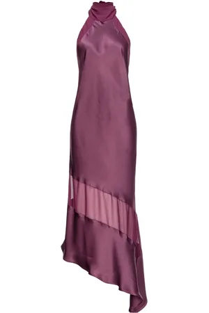 Pinko Sheer-panel satin halterneck dress