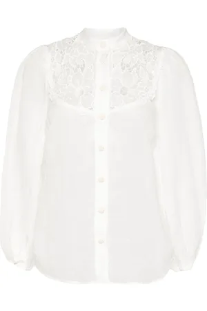 ZIMMERMANN Floral-embroidered ramie shirt