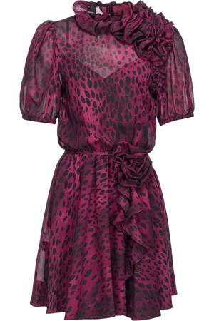 Pinko Floral-appliqu?? cheetah-print georgette dress