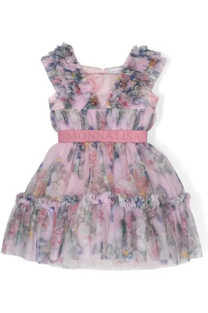 MONNALISA Floral-print tulle dress