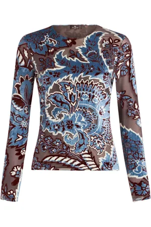 Etro Tulle and jacquard velvet top