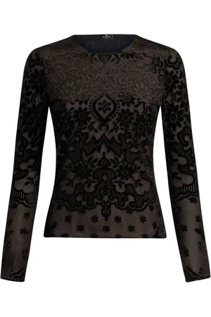 Etro Tulle and jacquard velvet top