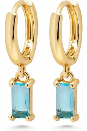 Nialaya Sterling silver zirconia-charm huggie earrings