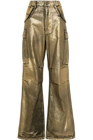R13 Foiled wide-leg jeans