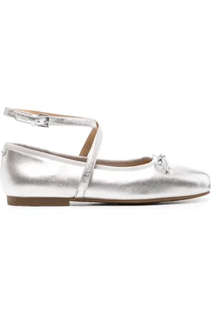 Michael Kors Metallic square-toe ballerina shoes