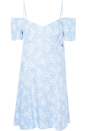 Calvin Klein Cold-shoulder flared mini dress