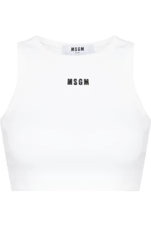 Msgm Logo-embroidered cropped top