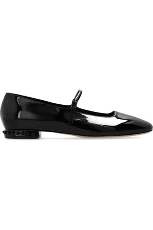Casadei Stud-embellished patent ballerina shoes