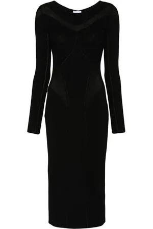 Patrizia Pepe Perforated-detail kniited midi dress
