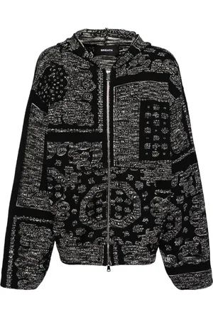 Breathe Patterned-jacquard zip-up hoodie