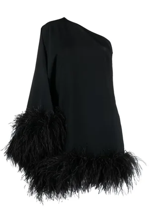 ‎Taller Marmo‎ Piccolo Ubud feather-trim one-shoulder dress
