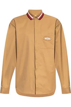 Moschino Logo-patch stripe-detail shirt