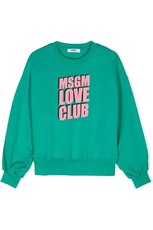 Msgm Flocked-logo cotton sweatshirt