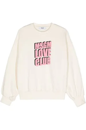 Msgm Flocked-slogan cotton sweatshirt