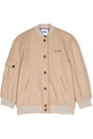 Msgm Logo-embroidered felted bomber jacket