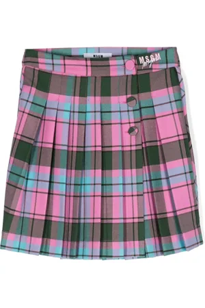 Msgm Logo-embroidered pleated mini skirt